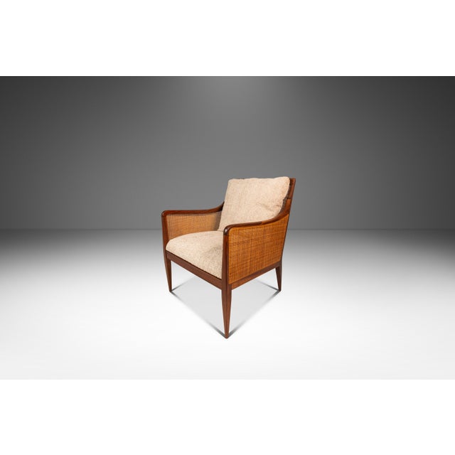 Set of Two (2) Rare Mid-Century Modern Caned Lounge Chairs in Walnut Attributed to Kipp Stewart for Directional, Usa, C. 1950s For Sale In Orlando - Image 6 of 17