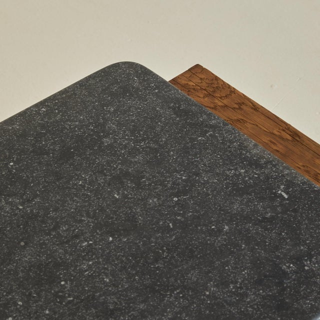 Belgian Slate + Wood Coffee Table, 1970s For Sale In Chicago - Image 6 of 11