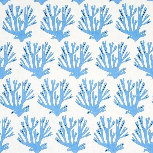Sample - Schumacher X Molly Mahon Coral Fabric in Blue For Sale