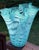 Gorgeous 1990's Turquoise Iridescent Pulled Feather Handkerchief Vase by Royal Gallery, Poland. Perfect undamaged...