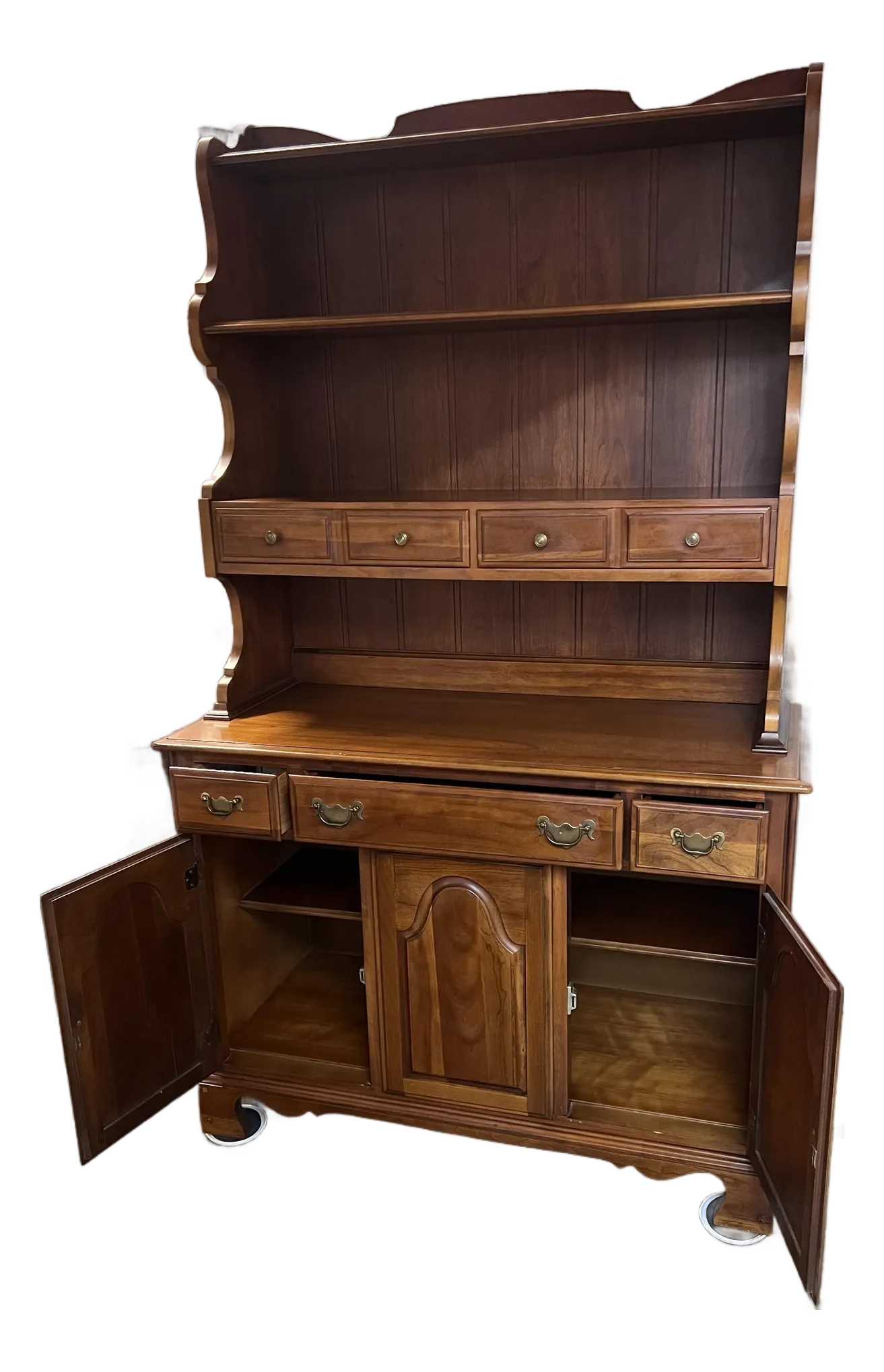 1960s Drexel Heritage Mid-Century Buffet and Hutch in Solid Cherry