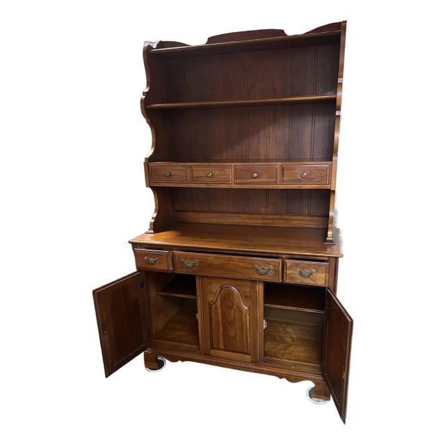 1960s Drexel Heritage Mid-Century Buffet and Hutch in Solid Cherry For Sale