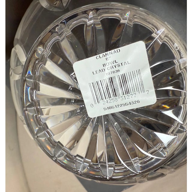 Glass New in Box VTG Waterford Crystal Glass Clannad Bowl Heavy Celtic Scalloped For Sale - Image 7 of 9