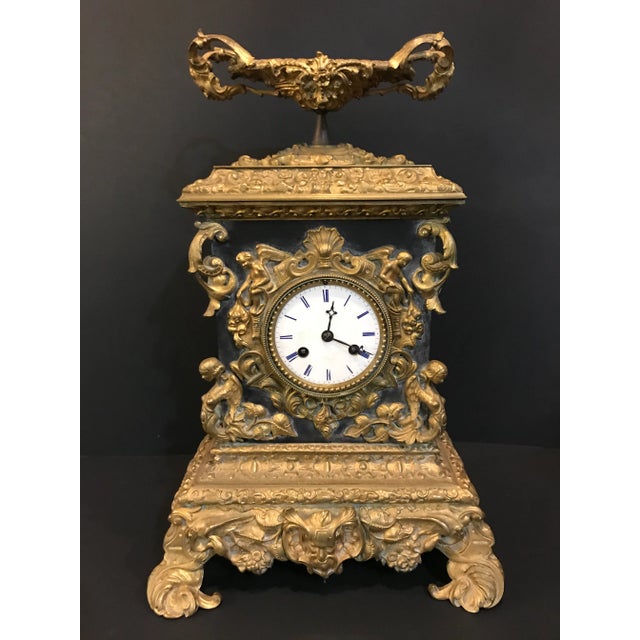 Late 1800's French Marble & Guilt Bronze Ormolu Mantle Clock For Sale - Image 10 of 10