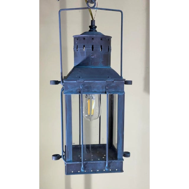 1970s Funky Vintage 1939 Style British Solid Brass Cargo Ship Hanging Lantern For Sale - Image 5 of 18