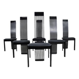 Postmodern Black Laquer Dining Chairs by Pietro Costantini for Ello, 1980s, Set of 6 For Sale