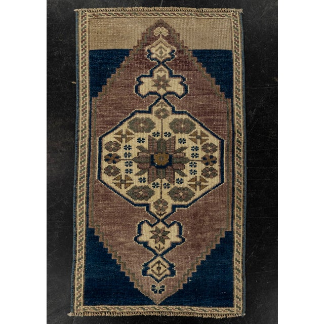 Brown Turkish Mini Rug Oriental Hand Knotted Vintage Rug 1'5" x 2'6" #21208 For Sale - Image 8 of 8
