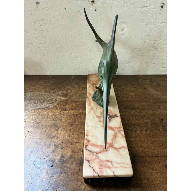 1920s Bronze Swordfish Statue on a Marble Base, 1920s-1940s For Sale - Image 5 of 6