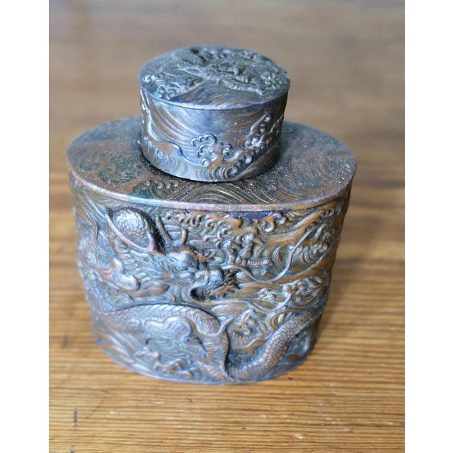 Antique Japanese Silver-Plated Tea Caddy, 19th Century For Sale - Image 6 of 8