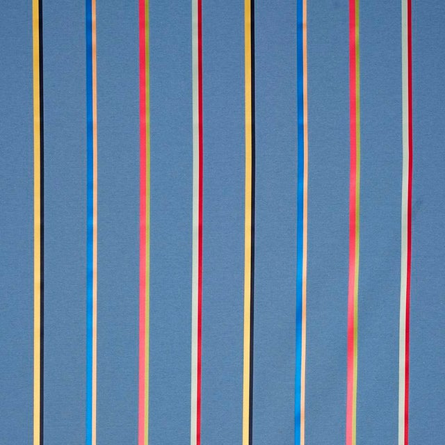 This menswear inspired textile juxtaposes bright satin-weave stripes against a linen ground in a best-of-both-worlds...