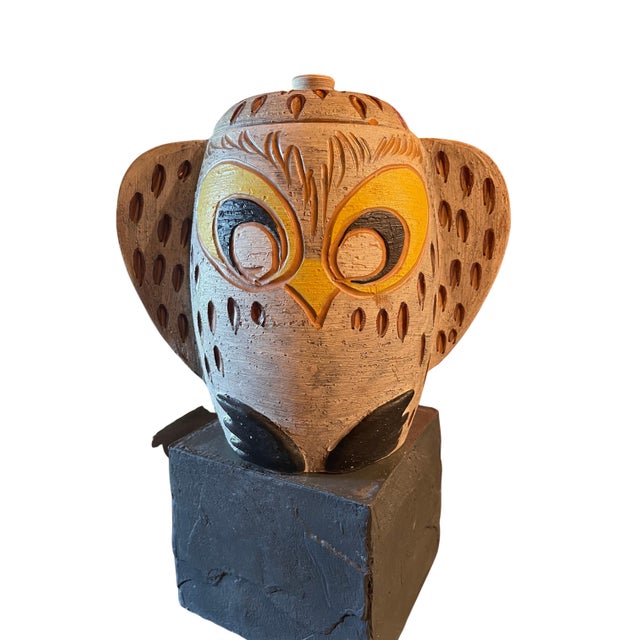c. 1970-1990 Extremely rare, unable to find match through research Wheel-thrown buff stoneware body. White slip over...