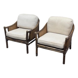 Vintage McGuire Organic Modern Rattan Raffia Lounge Chairs, Pair For Sale