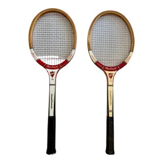 Vintage Wooden Tennis Rackets, Pair For Sale