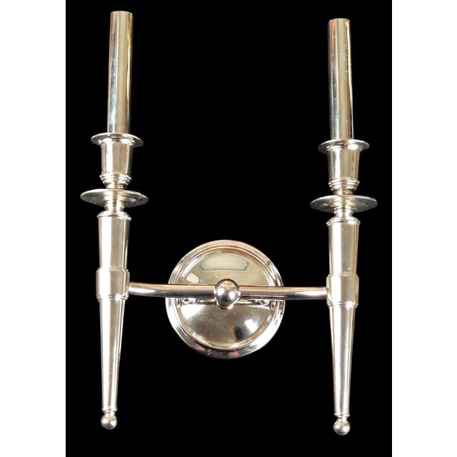 Hudson Valley Abington Polished Nickel Double Candle Wall Sconces - Pair For Sale In Chicago - Image 6 of 8