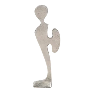 Modernist Abstract Figural Sculpture in Brushed Pewter Manner of Willi Gutmann
