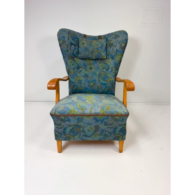 1950s 1950's Swedish High Back Lounge Chair For Sale - Image 5 of 11