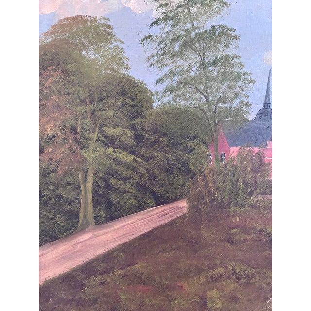 Textile Vintage Original Landscape Oil Painting, Signed Countryside Art, C. 1930 For Sale - Image 7 of 14