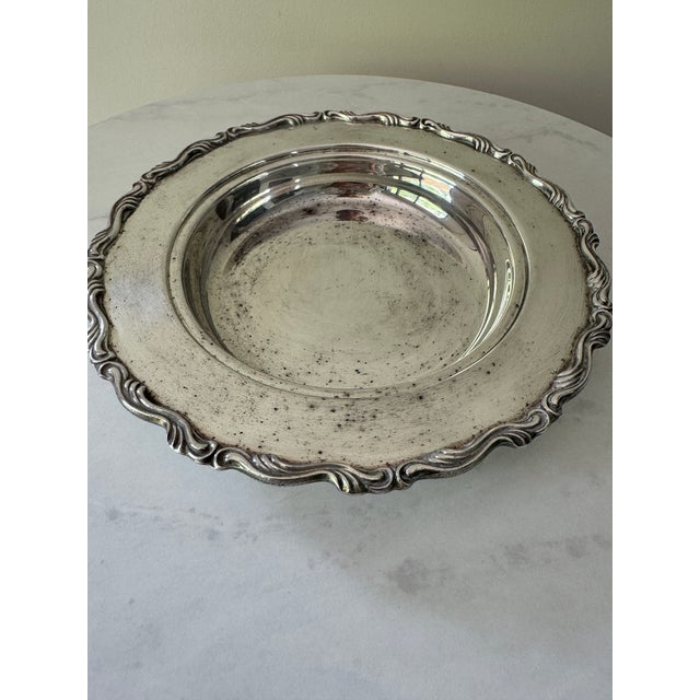 Vintage Oneida Usa Silver Plate Serving Bowl | Rococo Scroll Border | Ornate Wave Rim | American Silverplate | Centerpiece Bowl | Grand Millennial For Sale In New York - Image 6 of 7