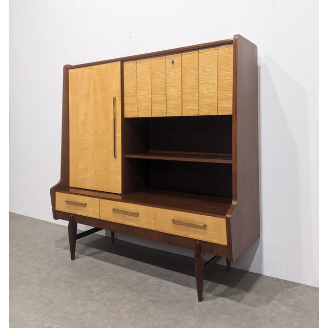 Tan Mid-Century 2-Tone Highboard, 1950s For Sale - Image 8 of 13