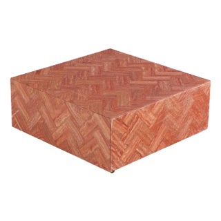 Modern Tessellated Travertine Coffee Table. For Sale
