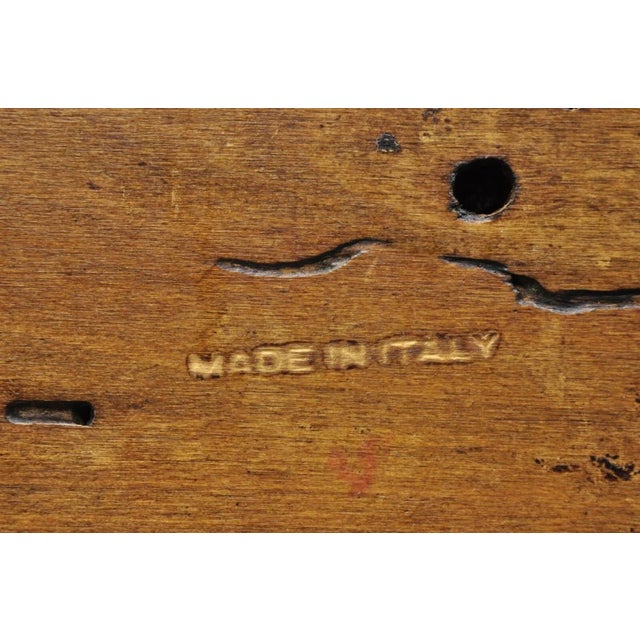 Vintage Italian Neoclassical Style Brass Lyre Harp Wooden Magazine Rack Stand For Sale - Image 9 of 10