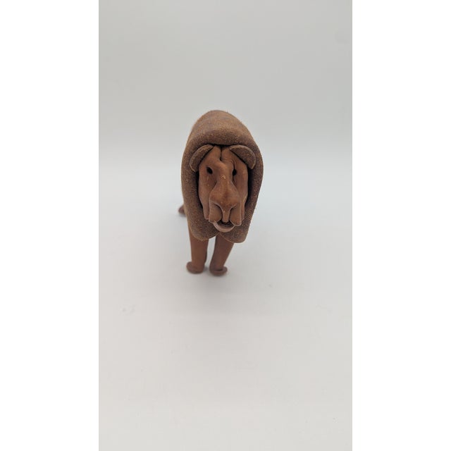 Mid-Century Modern Deru Leather Lion For Sale - Image 3 of 8