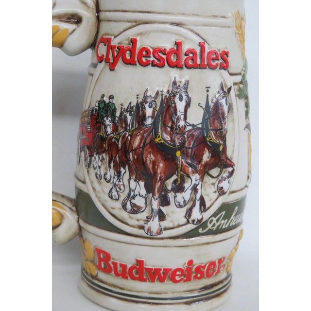 Budweiser Beer Stein Clydesdales Horses Relief Ceramarte Brazil 1980s Mug 4826b For Sale - Image 14 of 14