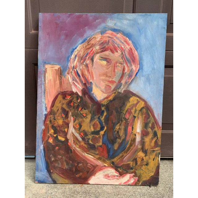 1950s 1950s Expressionist Style Portrait Oil Painting For Sale - Image 5 of 5
