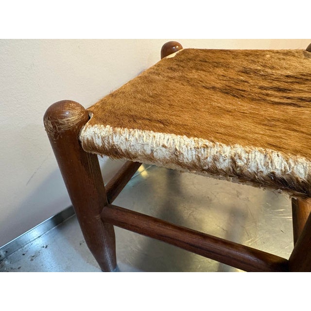 Midcentury Cowhide Footstool For Sale - Image 6 of 6