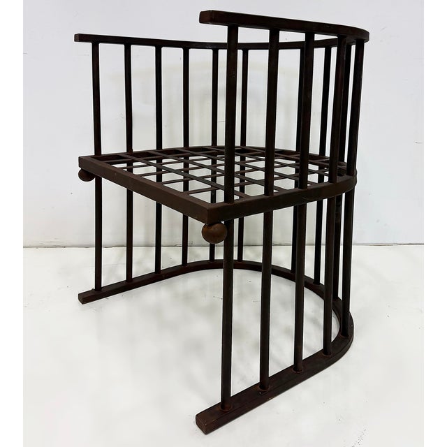 Josef Hoffmann Modern Josef Hoffmann-Style Iron Barrel Armchairs, Pair For Sale - Image 4 of 7