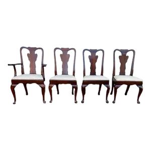 20th Century Statton Old Towne Cherry Queen Anne Style Black Cherry Dining Chairs - Set of 4