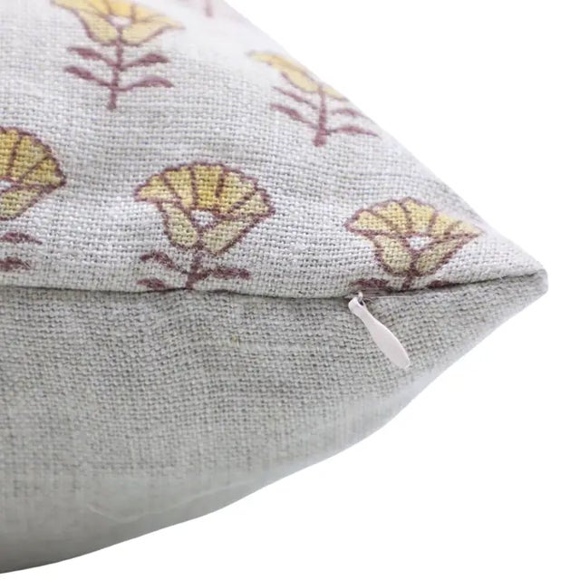 Art Deco Fabdivine Artisan Block Print Throw Pillow Cover 24x24 Inch Thick Linen- Kohinoor For Sale - Image 3 of 4