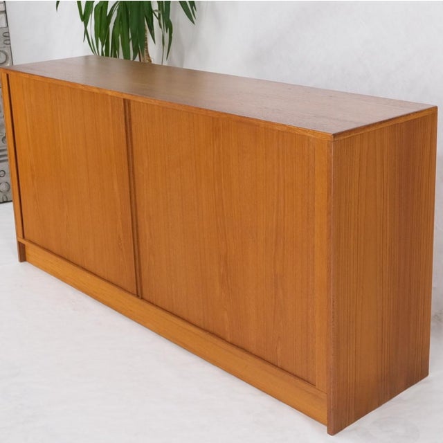 Mid-Century Modern Tambour Doors 12 Deep Drawers 3 Shelves Danish Teak Mid-Century Modern Credenza For Sale - Image 3 of 18