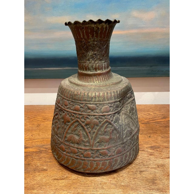 Rustic Antique Hammered Turkish Copper Pitcher For Sale - Image 3 of 12