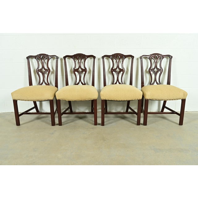 Baker Furniture Style Georgian Carved Mahogany Dining Chairs, Set of Four For Sale - Image 12 of 12
