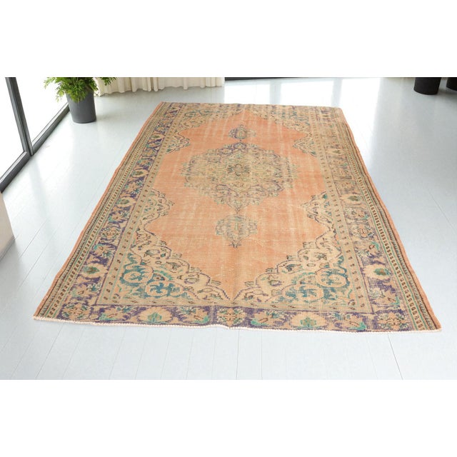 Orange Mid 20th Century Anatolian Kurdish Wool Carpet For Sale - Image 8 of 10