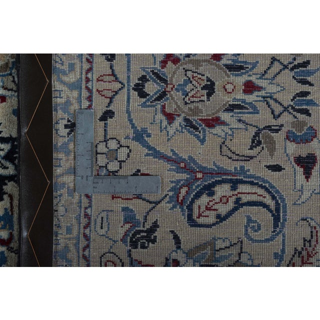 Hand-Knotted Nain 9LA Rug with Silk in Dark Blue For Sale - Image 12 of 13