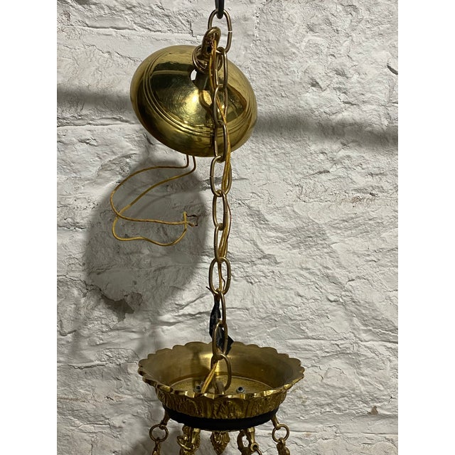 Vintage Empire Style Bronze 6-Light Hanging Chandelier For Sale - Image 9 of 9