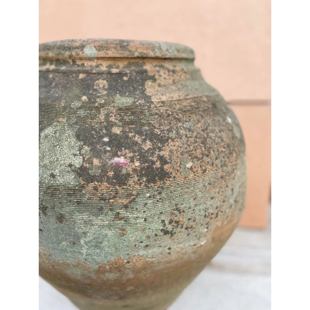 Contemporary Large Vintage Weathered Stoneware Vase For Sale - Image 3 of 3