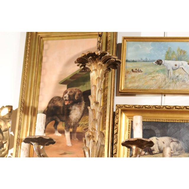 Early 20th Century Early 20th Century French Five-Light Foliage Themed Giltwood Carved Chandelier For Sale - Image 5 of 10