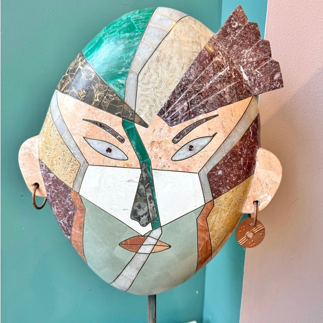 Vintage Joseph De Castro Style Tessellated Stone Face Mask Sculpture For Sale - Image 4 of 11