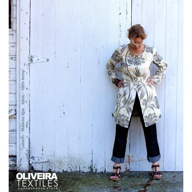 2020s “Wavelength” Verde - Sustainably Handprinted on Hemp/Cotton Twill 22” Pillow For Sale - Image 5 of 11