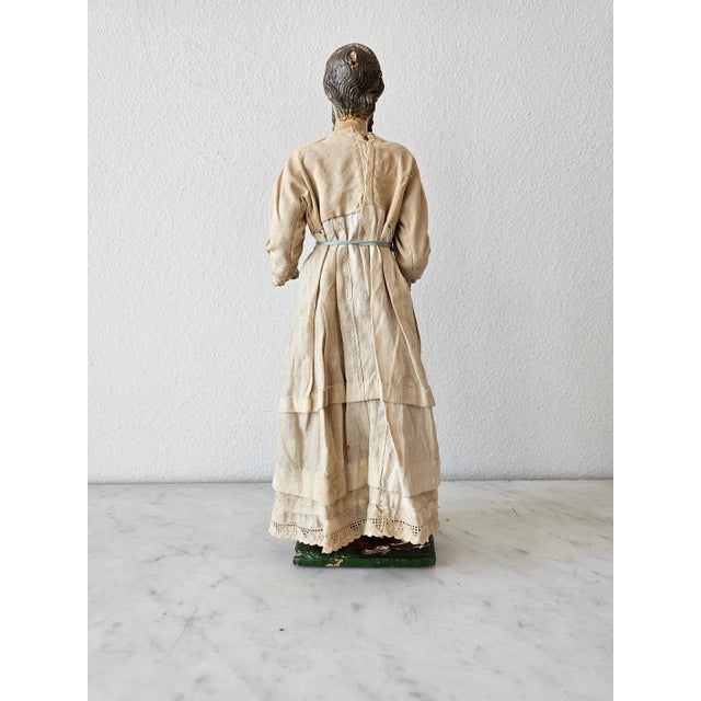 17th/18th Century Baroque Period Carved Polychrome Santo Altar Statue For Sale - Image 12 of 12