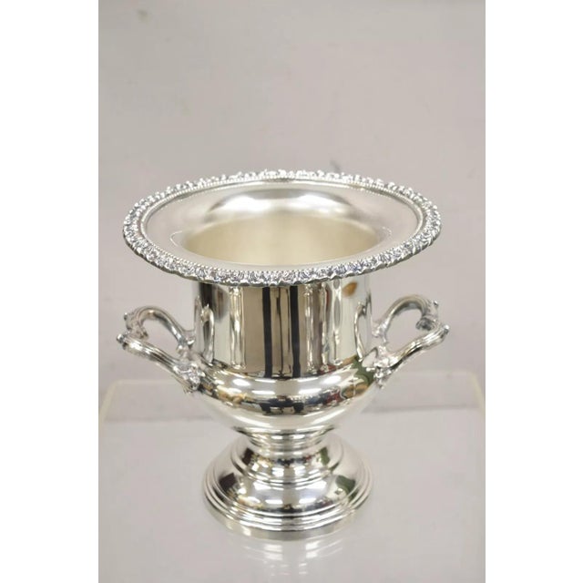 Victorian Silver Plated Twin Branch Handle Trophy Cup Champagne Ice Bucket With Ornate Floral Rim and Nice Heavy...
