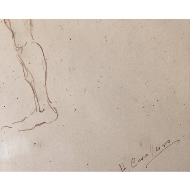 Modern Henrique Cavalleiro, Esquisse de nu, Sanguine on Paper, Framed For Sale - Image 3 of 9