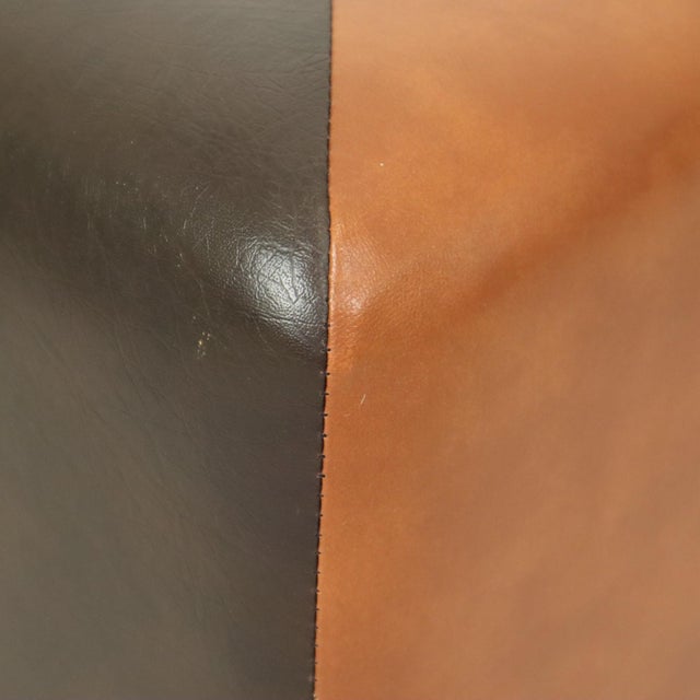 Brown Square Pouf in Skai and Faux Leather, 1960s For Sale - Image 8 of 14