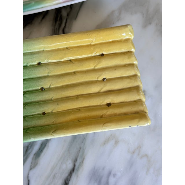 Made in Czechoslovakia Two Piece Majolica Style Asparagus Plates - Set of 2 Pieces For Sale In Seattle - Image 6 of 12