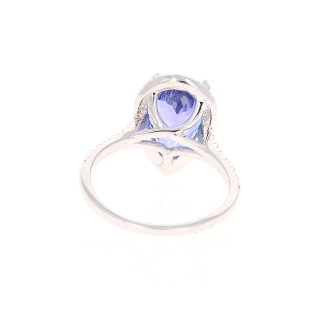 Contemporary 4.36 Carat Tanzanite Diamond 18 Karat White Gold Cocktail Ring, Size 7 For Sale - Image 3 of 6