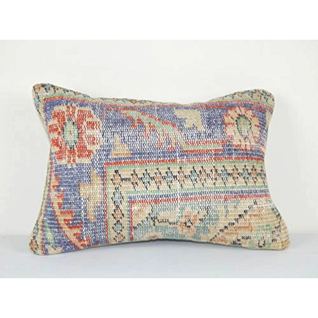 Vintage Distressed Lumbar Pillow Cover, Wool Tribal Cushion 14'' X 20'' (35 X 50 Cm) For Sale In Philadelphia - Image 6 of 6
