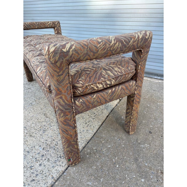 Modern 1990's Upholstered Patterned Fabric Bench For Sale - Image 3 of 10